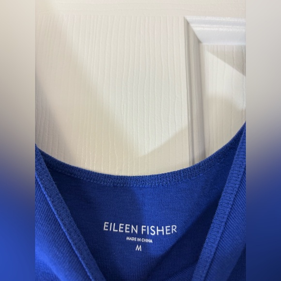 NEW EILEEN FISHER Tank Top M Organic Cotton Jersey Scoop Neck Cami Blue - Picture 4 of 6